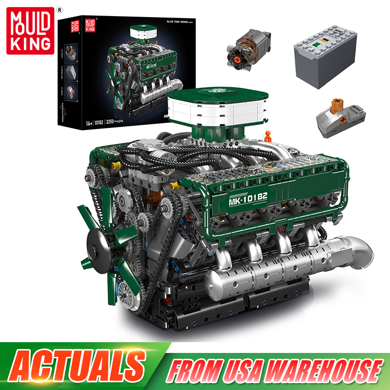 Model Kit Engine - Mould King 10182 ชุดของเล่นเครื่องยนต์เทคนิค ชุดประกอบเครื่องยนต์รถถัง V8